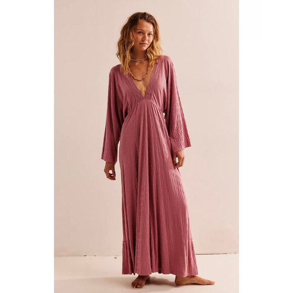 Free People Eliza Maxi in Smokey Wings Mauve XL NWT